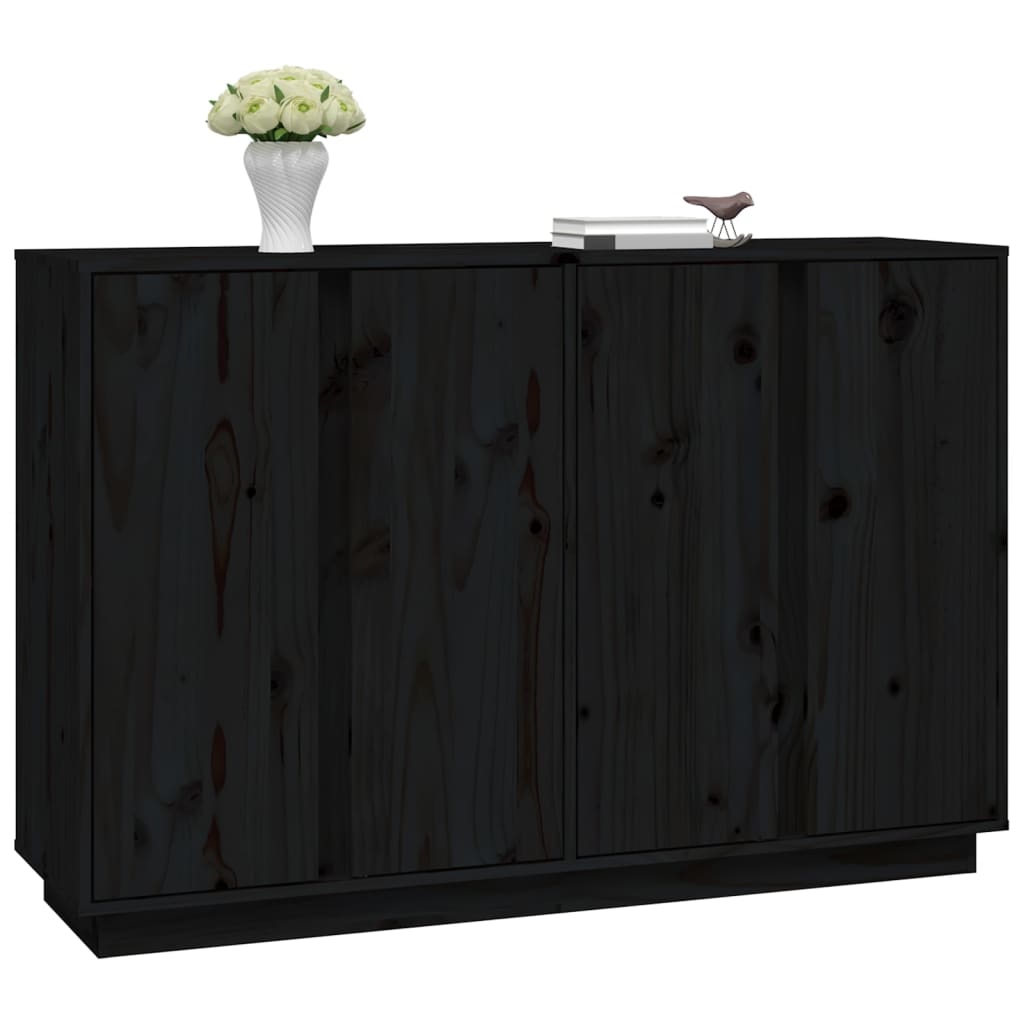 vidaXL Credenza Nera 120x35x80 cm in Legno Massello di Pino