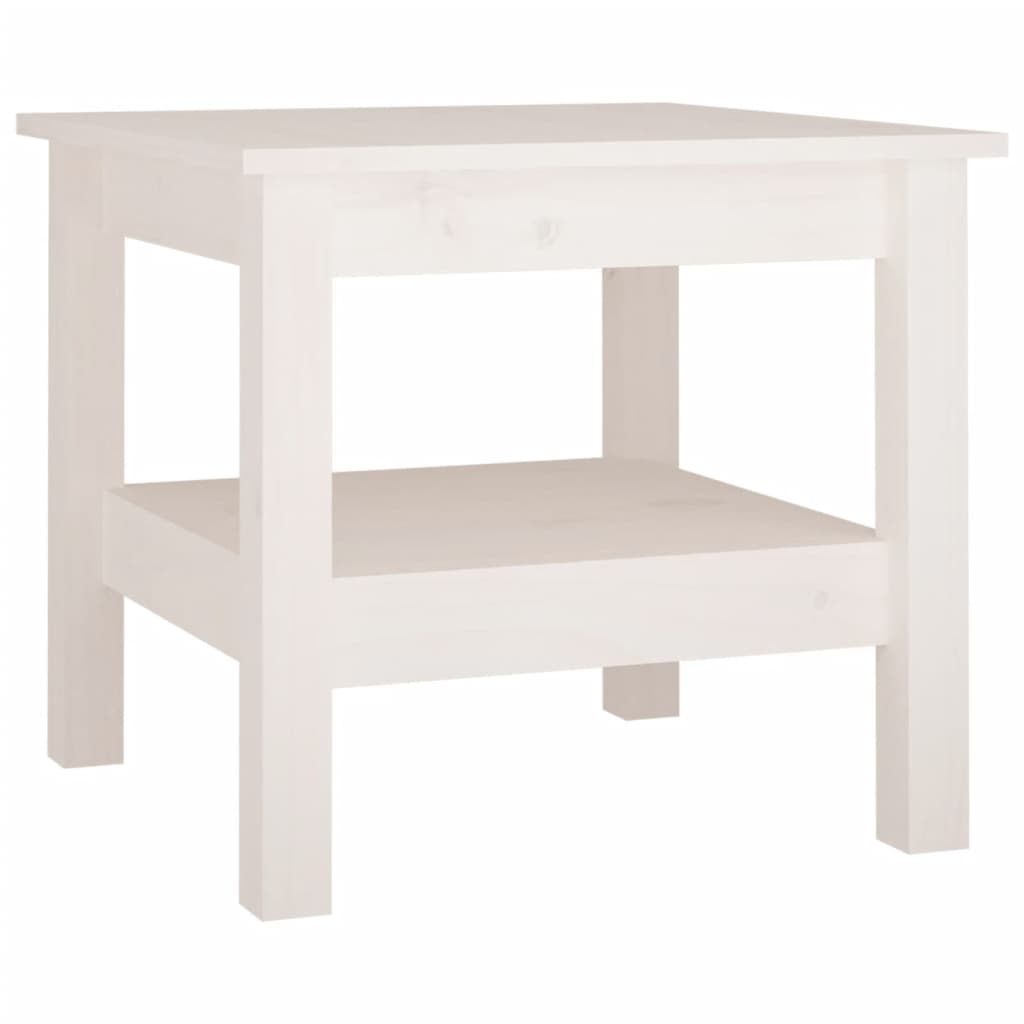 vidaXL Tavolino da Salotto Bianco 45x45x40 cm Legno Massello di Pino