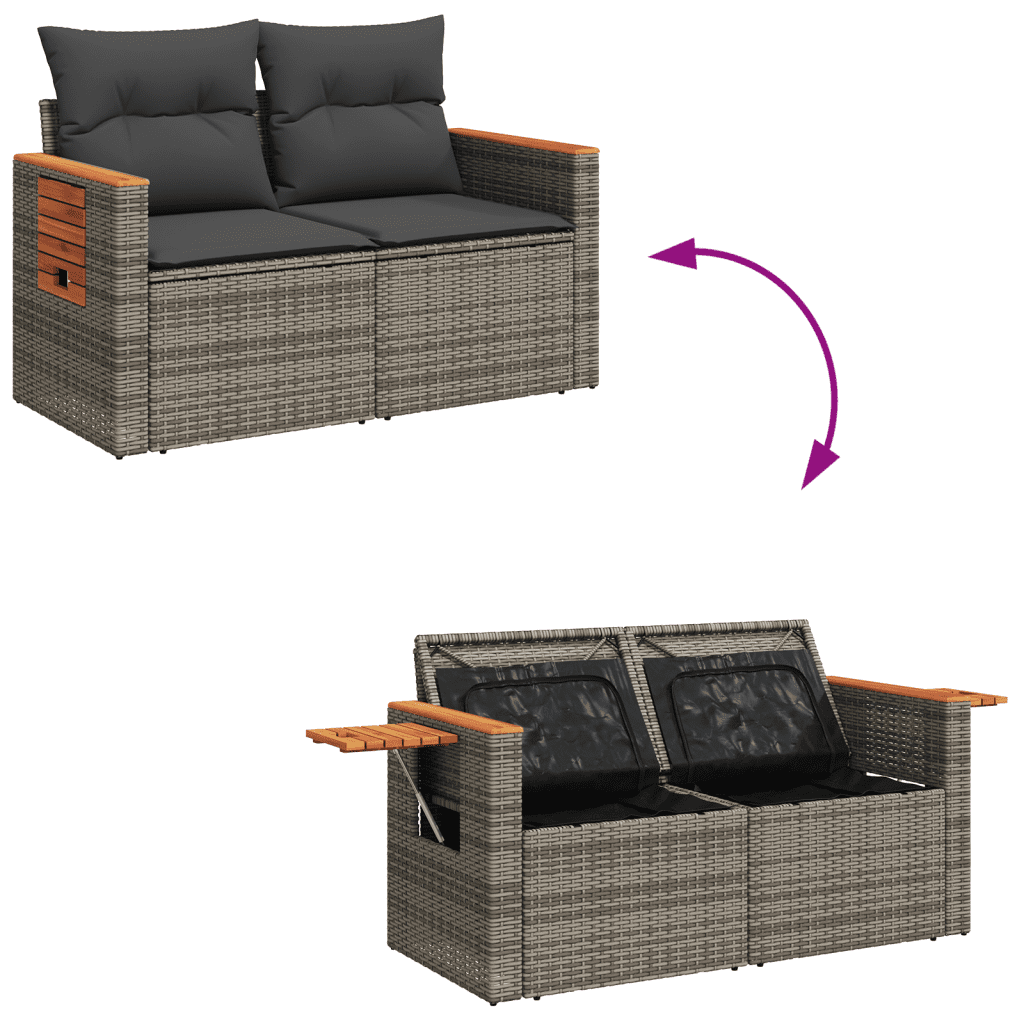 vidaXL Set Divano da Giardino 6 pz con Cuscini Grigio in Polyrattan