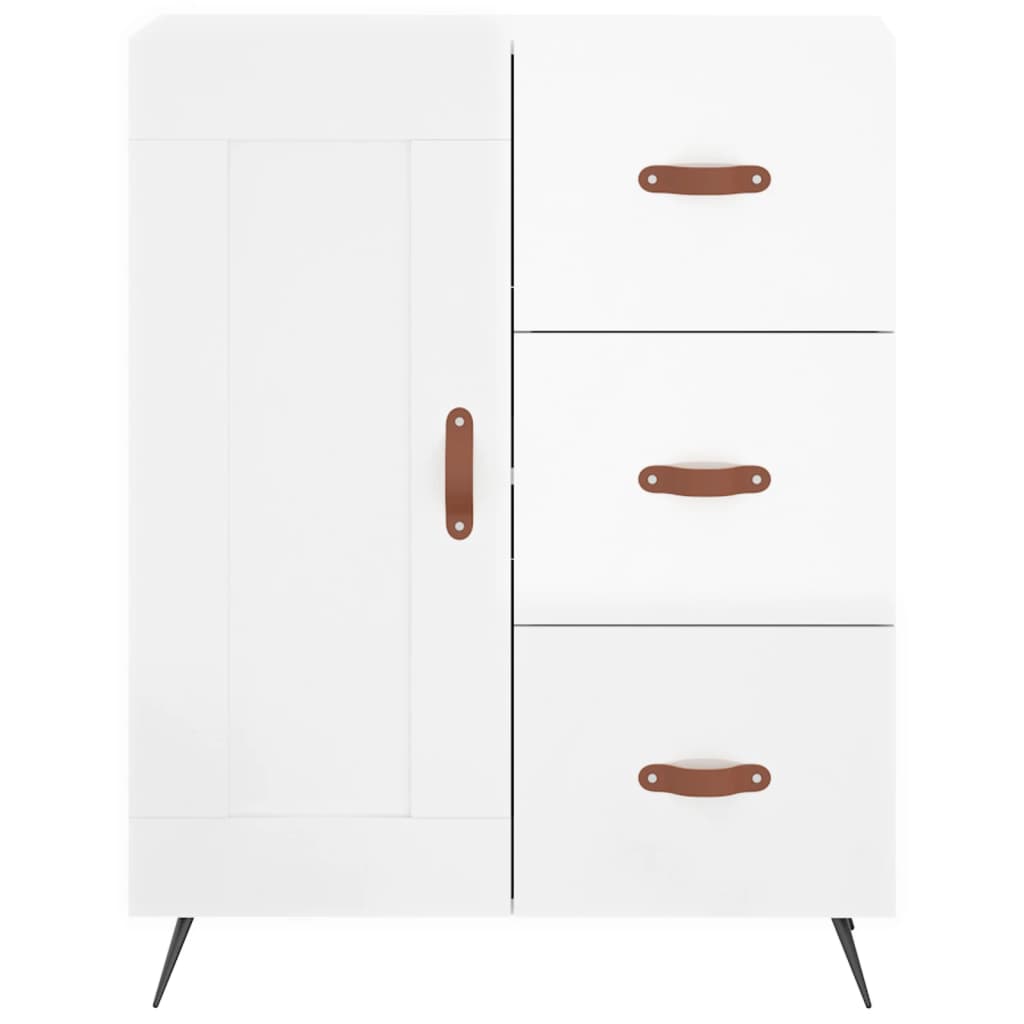 vidaXL Credenza 69,5x34x90 cm in Legno Multistrato Bianco Lucido