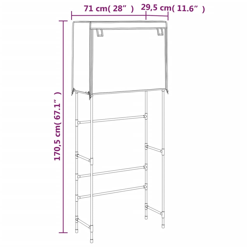 vidaXL Rastrelliera Lavatrice 2 Livelli Crema 71x29,5x170,5 cm Ferro