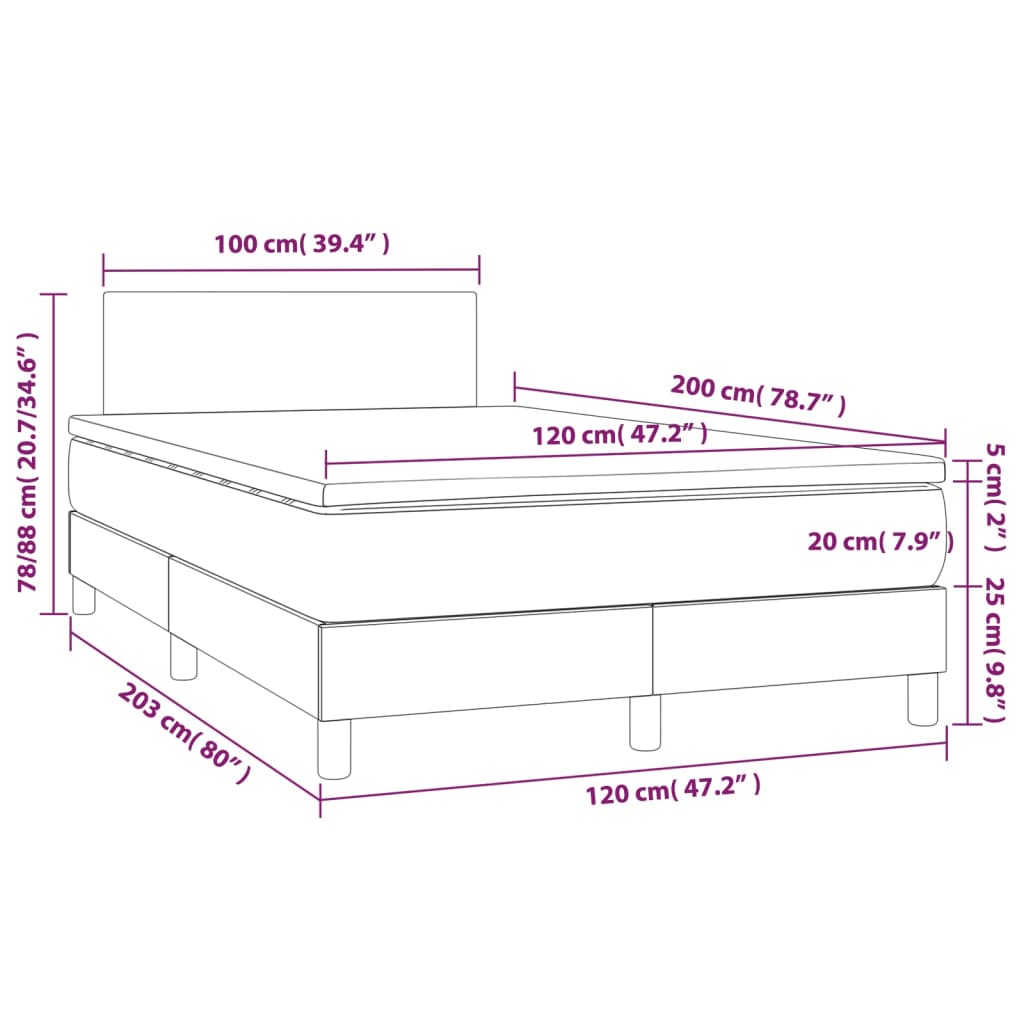 vidaXL Giroletto a Molle con Materasso Cappuccino 120x200cm Similpelle