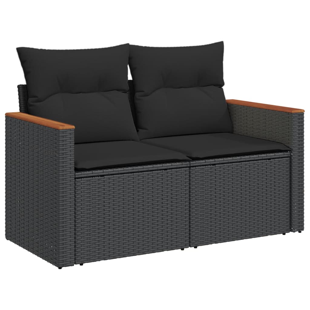 vidaXL Set Divani da Giardino 11 pz con Cuscini in Polyrattan Nero