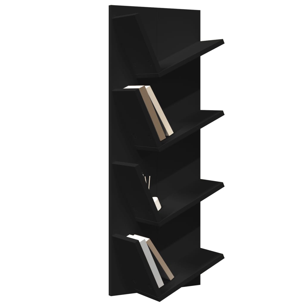 vidaXL Libreria a Parete a 4 Ripiani Nera 33x16x90 cm