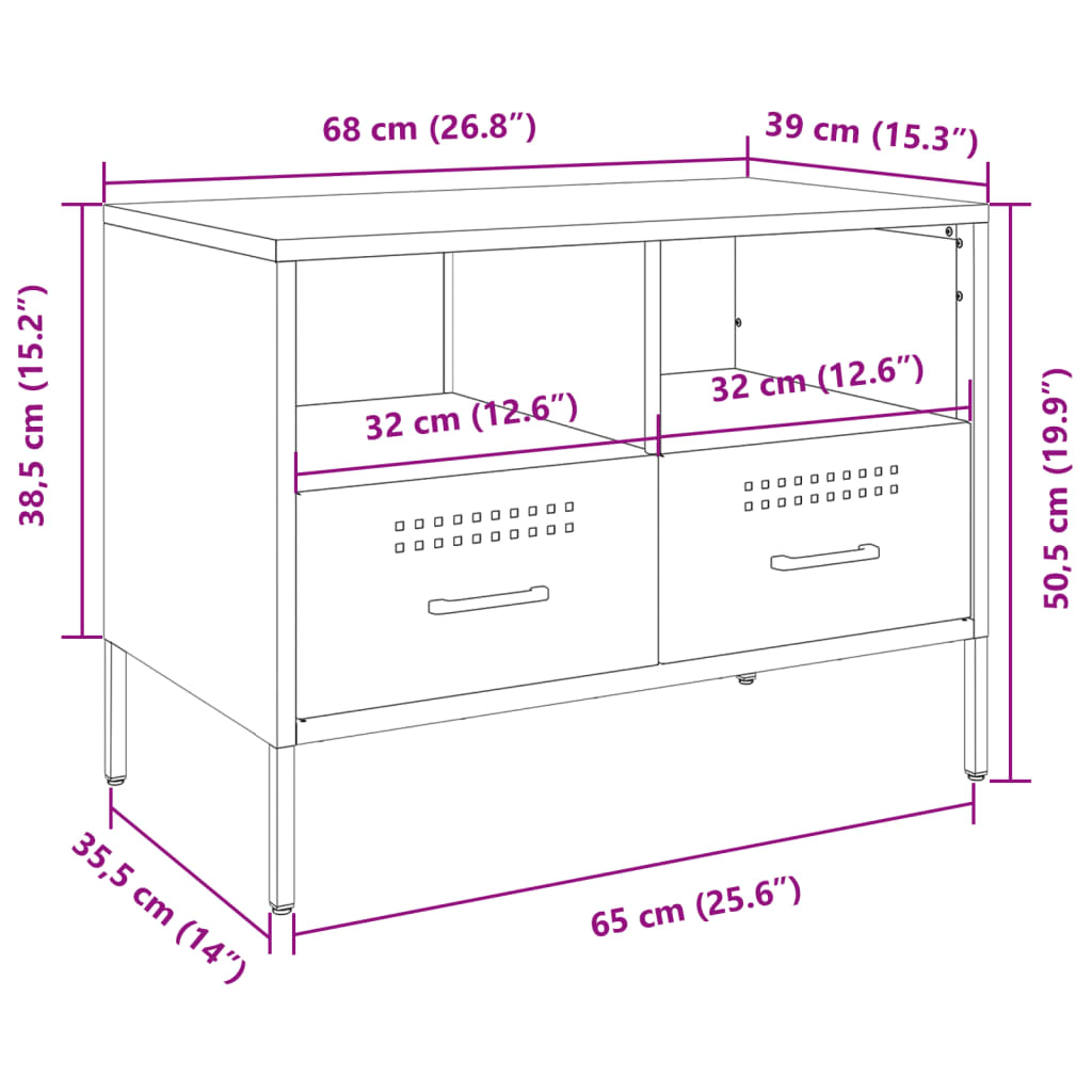 vidaXL Mobile TV Giallo Senape 68x39x50,5 cm in Acciaio