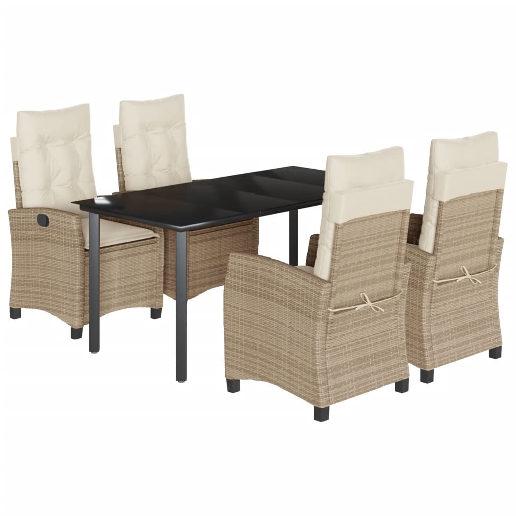 vidaXL Set da Pranzo da Giardino 5 pz con Cuscini Beige in Polyrattan