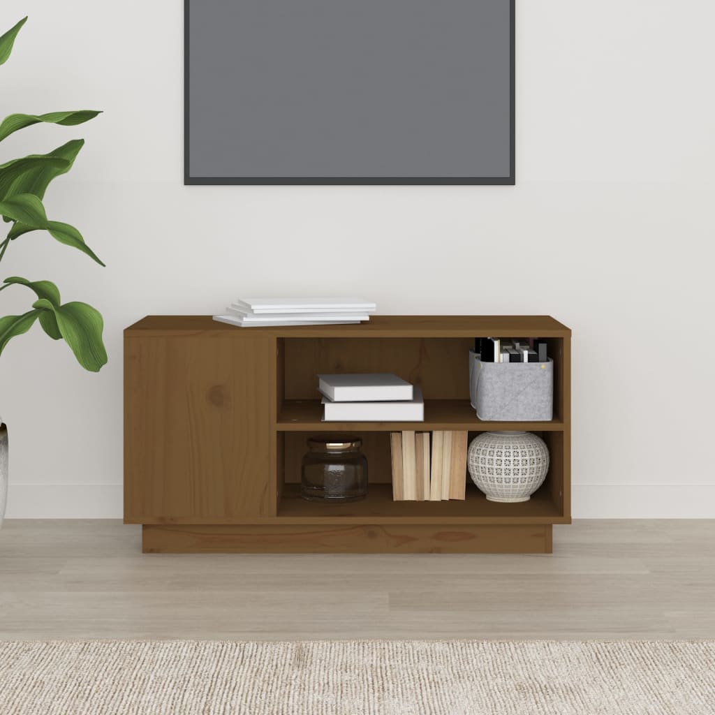 vidaXL Mobile Porta TV ambra 80x35x40,5 cm in Legno Massello di Pino