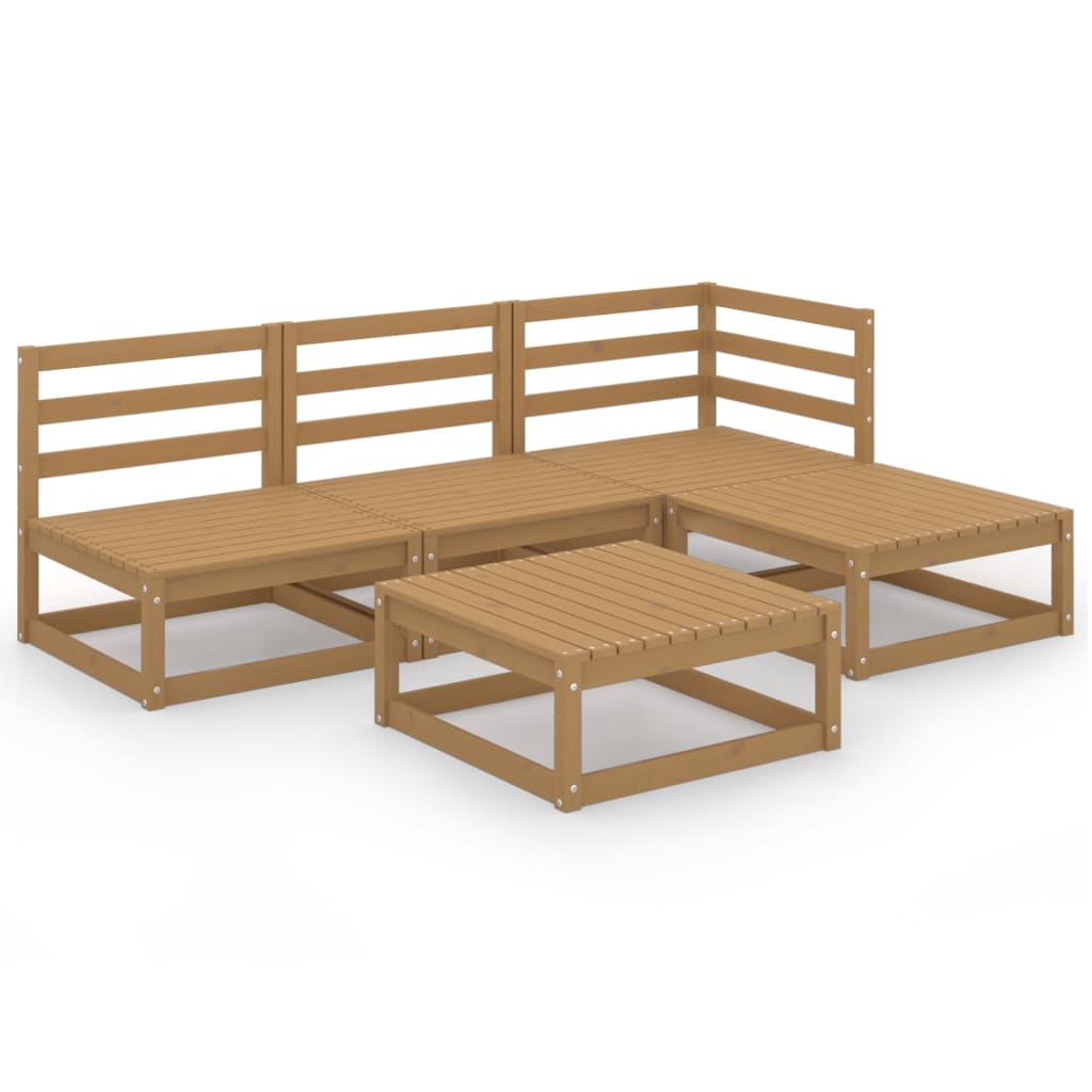 vidaXL Set Salotto da Giardino 5pz Marrone Ambra Legno Massello Pino