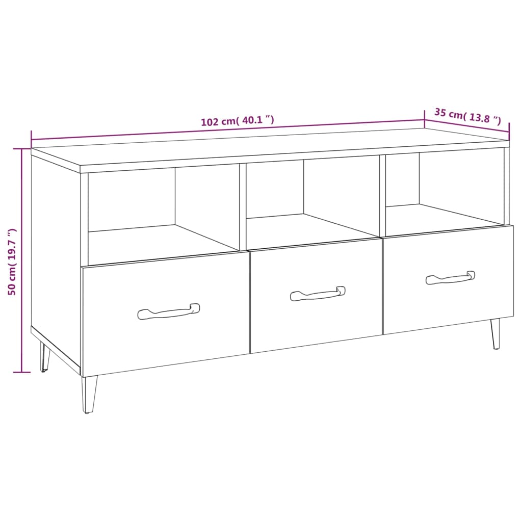 vidaXL Mobile TV Rovere Marrone 102x35x50 cm in Legno Multistrato