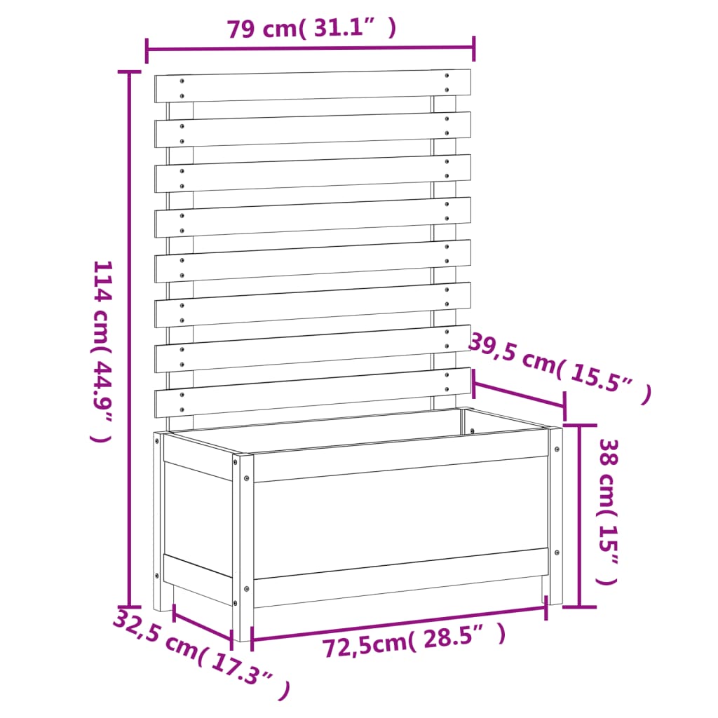 vidaXL Fioriera Giardino con Rastrelliera 79x39,5x114cm Massello Pino