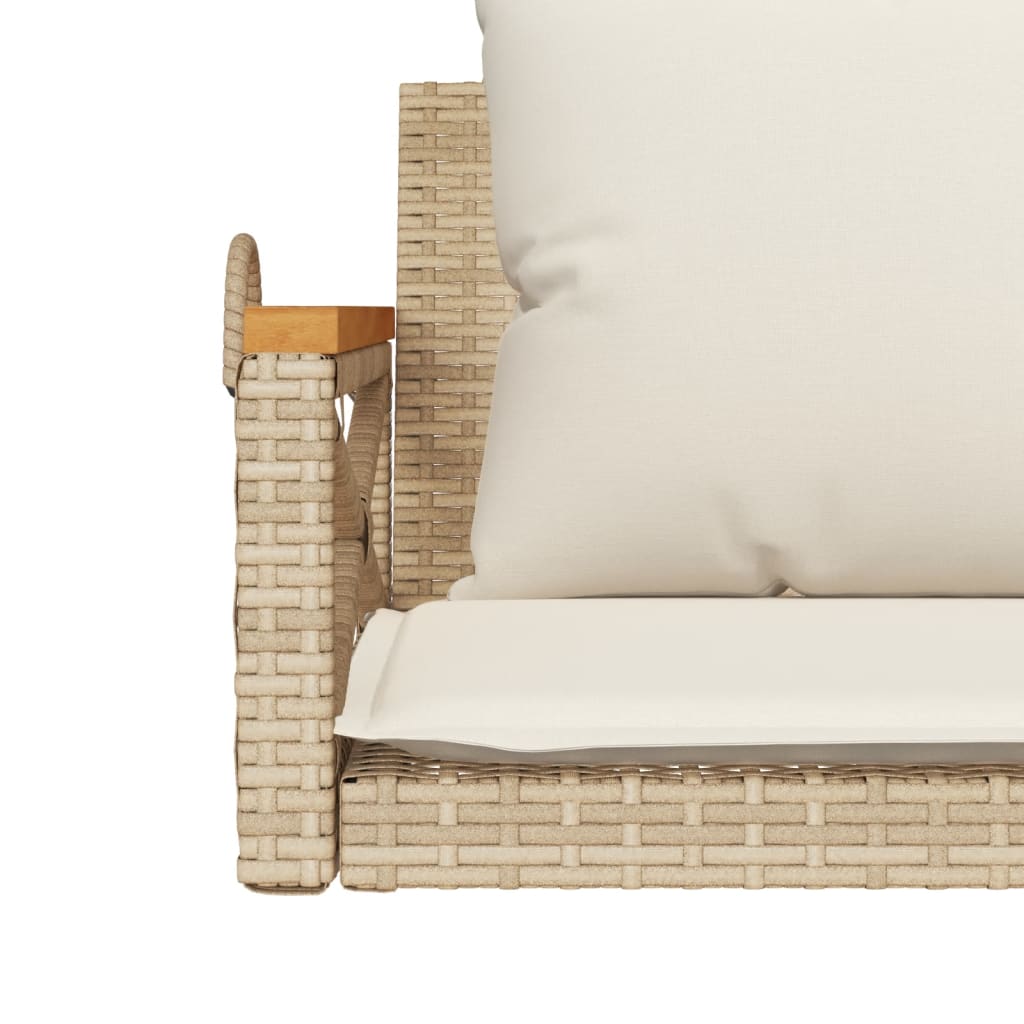 vidaXL Panchina a Dondolo con Cuscini Beige 109x62x40 cm in Polyrattan