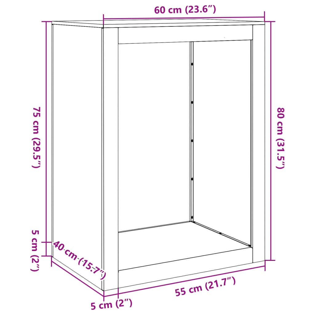 vidaXL Rastrelliera per Legna da Ardere Bianca 60x40x80 cm in Acciaio