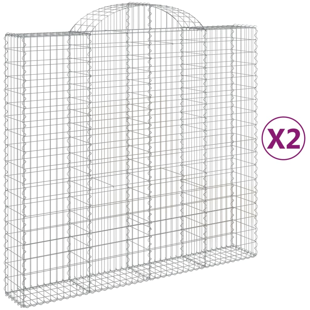 vidaXL Cesti Gabbioni ad Arco 2 pz 200x50x180/200 cm Ferro Zincato