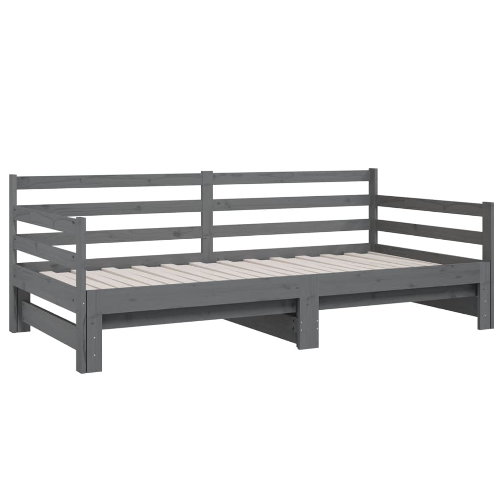 vidaXL Dormeuse Estraibile Grigia 2x(90x190) cm Legno Massello di Pino