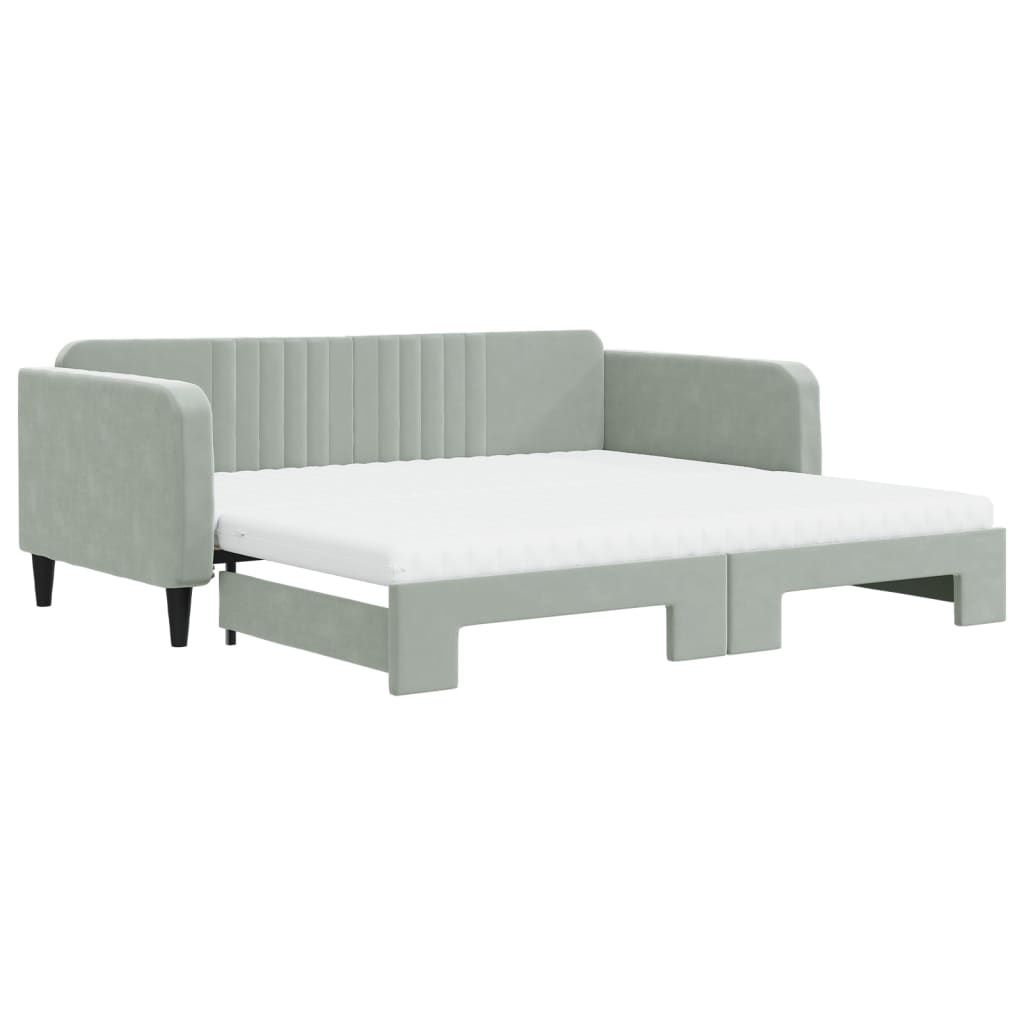 vidaXL Divano Letto Estraibile Materassi Grigio Chiaro 100x200 Velluto