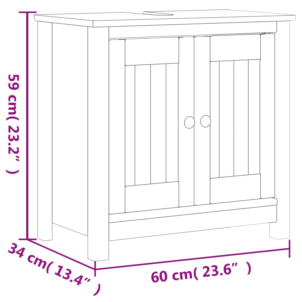 vidaXL Set Mobili da Bagno 2 pz BERG Bianco in Legno Massello di Pino