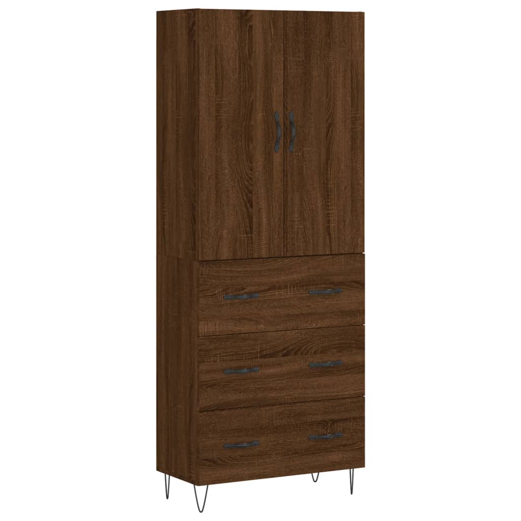 vidaXL Credenza Rovere Marrone 69,5x34x180 cm in Legno Multistrato