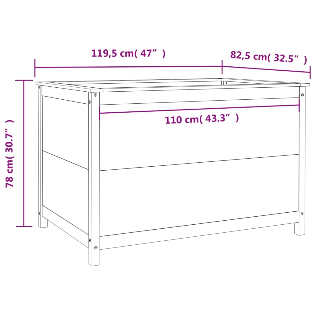 vidaXL Fioriera Rialzata Giardino Grigia 119,5x82,5x78cm Massello Pino