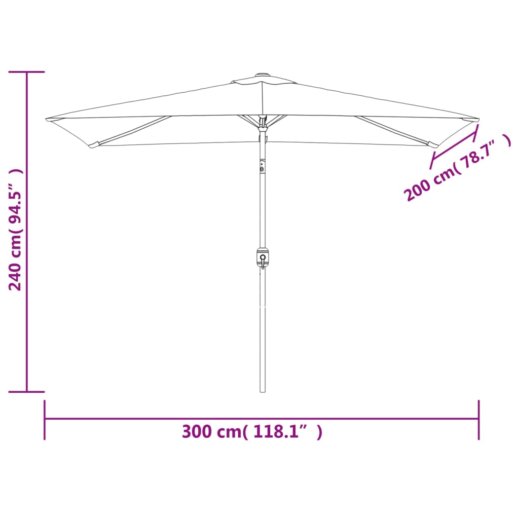 vidaXL Parasole 200 x 300 cm Bianco Sabbia Rettangolare