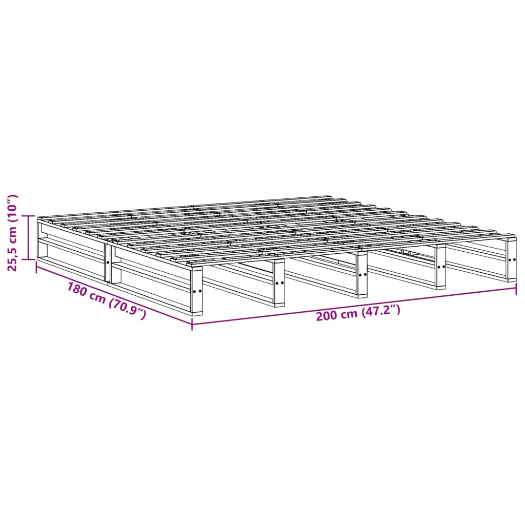 vidaXL Letto senza Materasso Bianco 180x200 cm Legno Massello di Pino