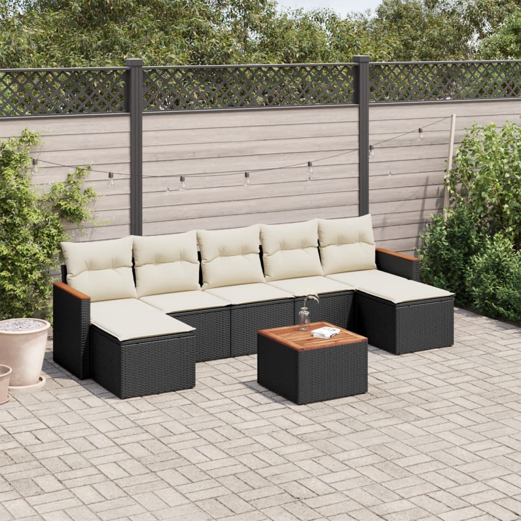 vidaXL Set Divani da Giardino con Cuscini 8 pz Nero in Polyrattan