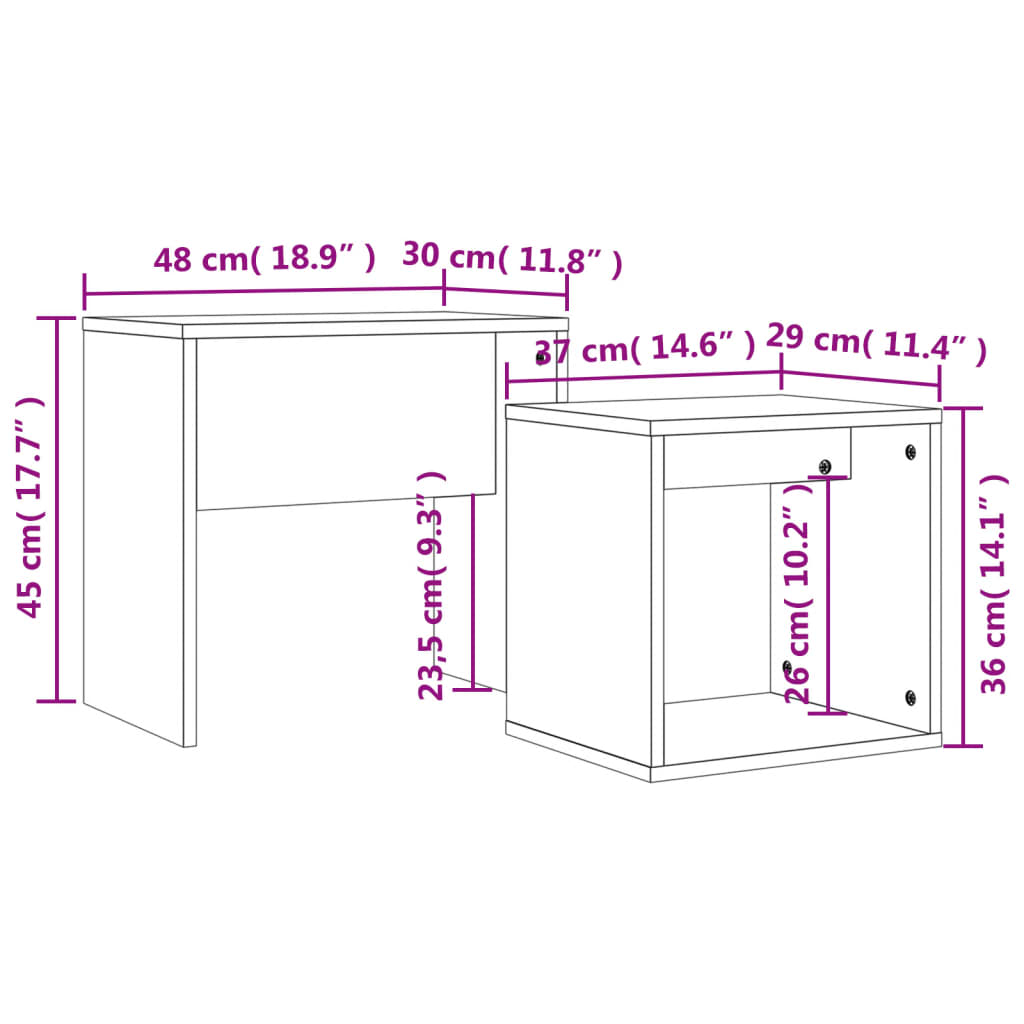 vidaXL Tavolini Impilabili 2 pz Rovere Marrone in Legno Multistrato