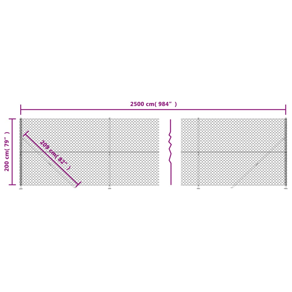 vidaXL Recinzione a Rete con Flangia Antracite 2x25 m