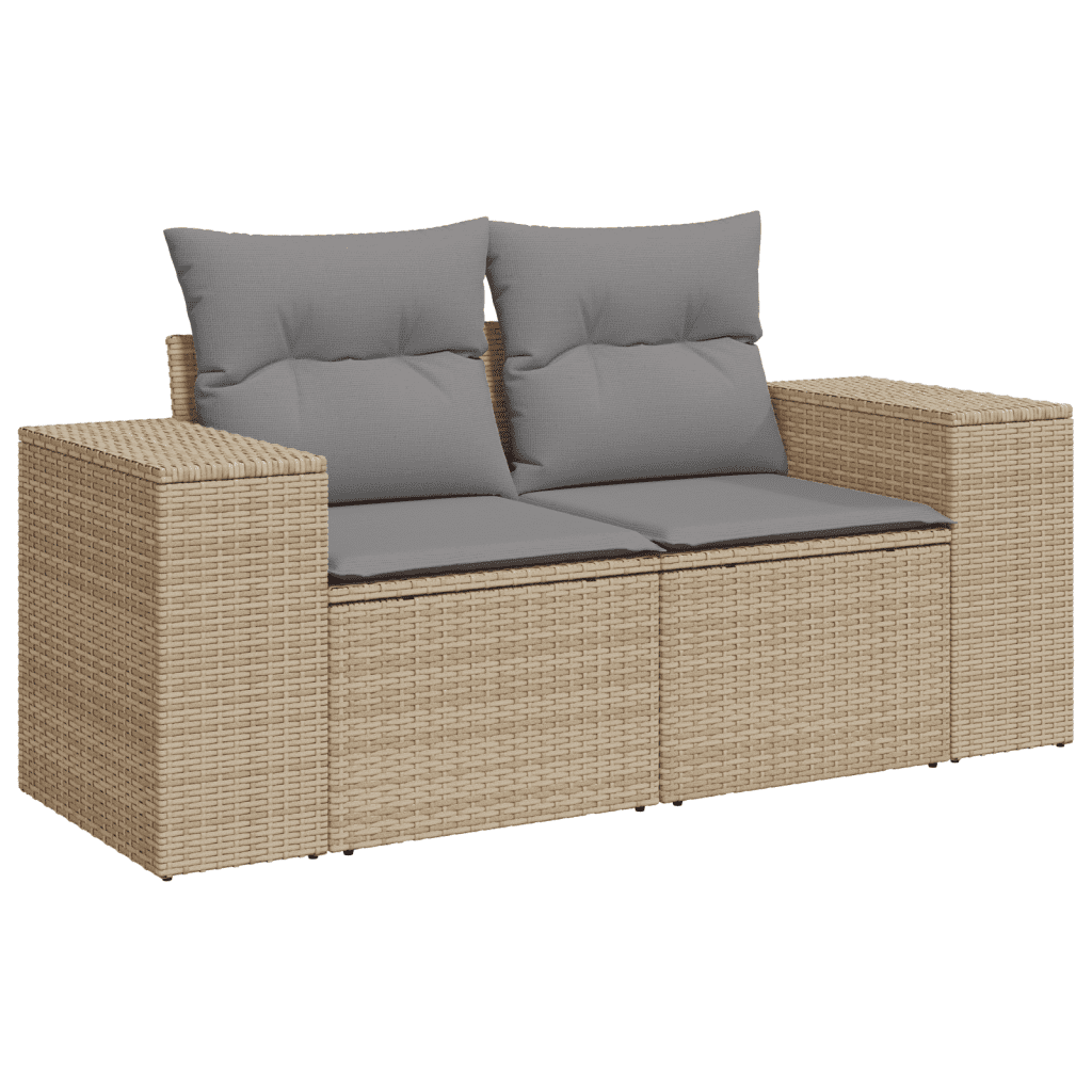 vidaXL Set Divano da Giardino 10 pz con Cuscini Beige in Polyrattan