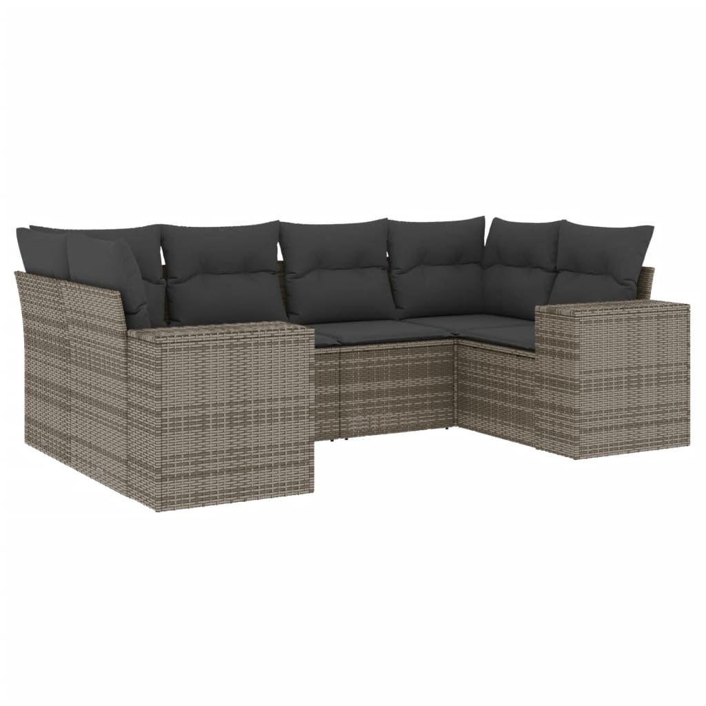 vidaXL Set Divano da Giardino 6 pz con Cuscini Grigio in Polyrattan