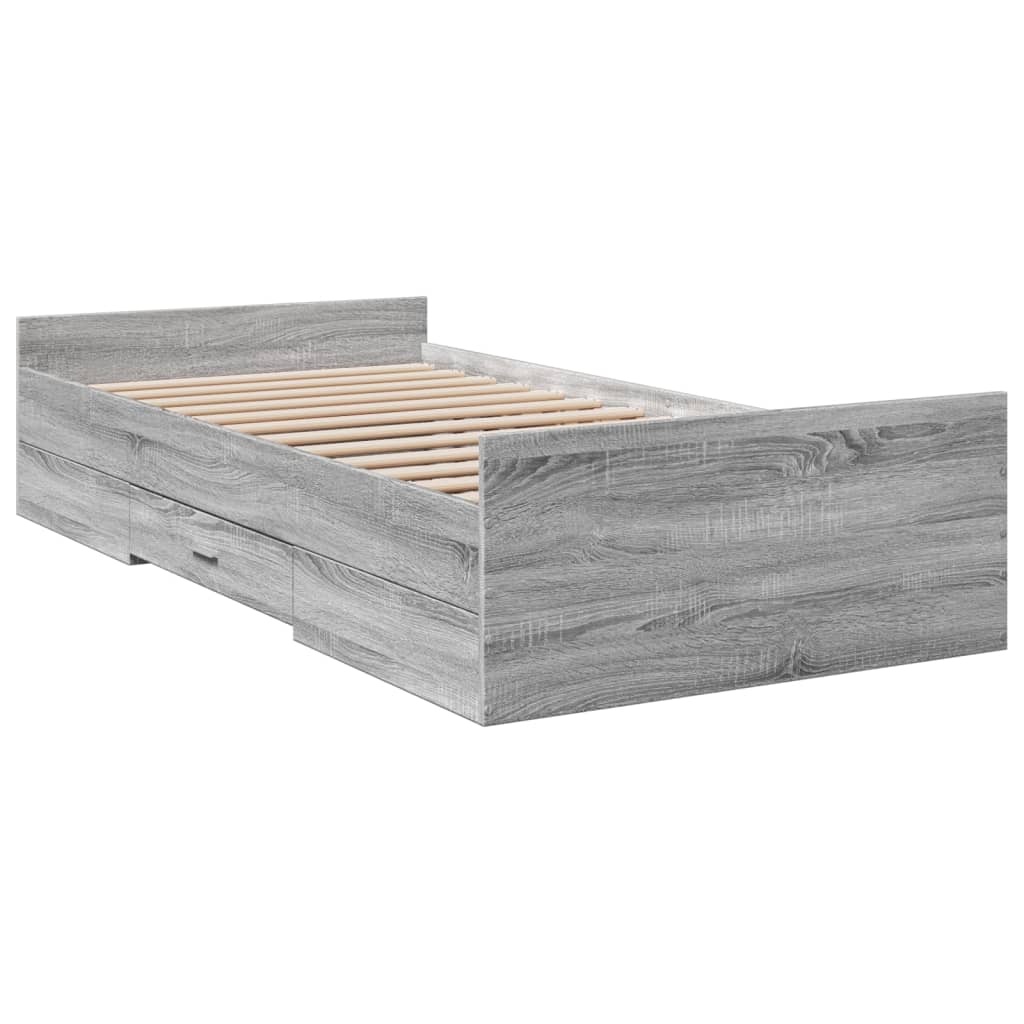 vidaXL Giroletto Cassetti Grigio Sonoma 90x190 cm Legno Multistrato