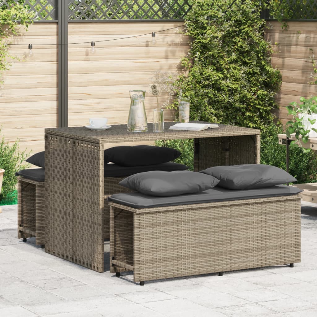 vidaXL Set da Pranzo da Giardino 3 pz con Cuscini in Polyrattan Grigio