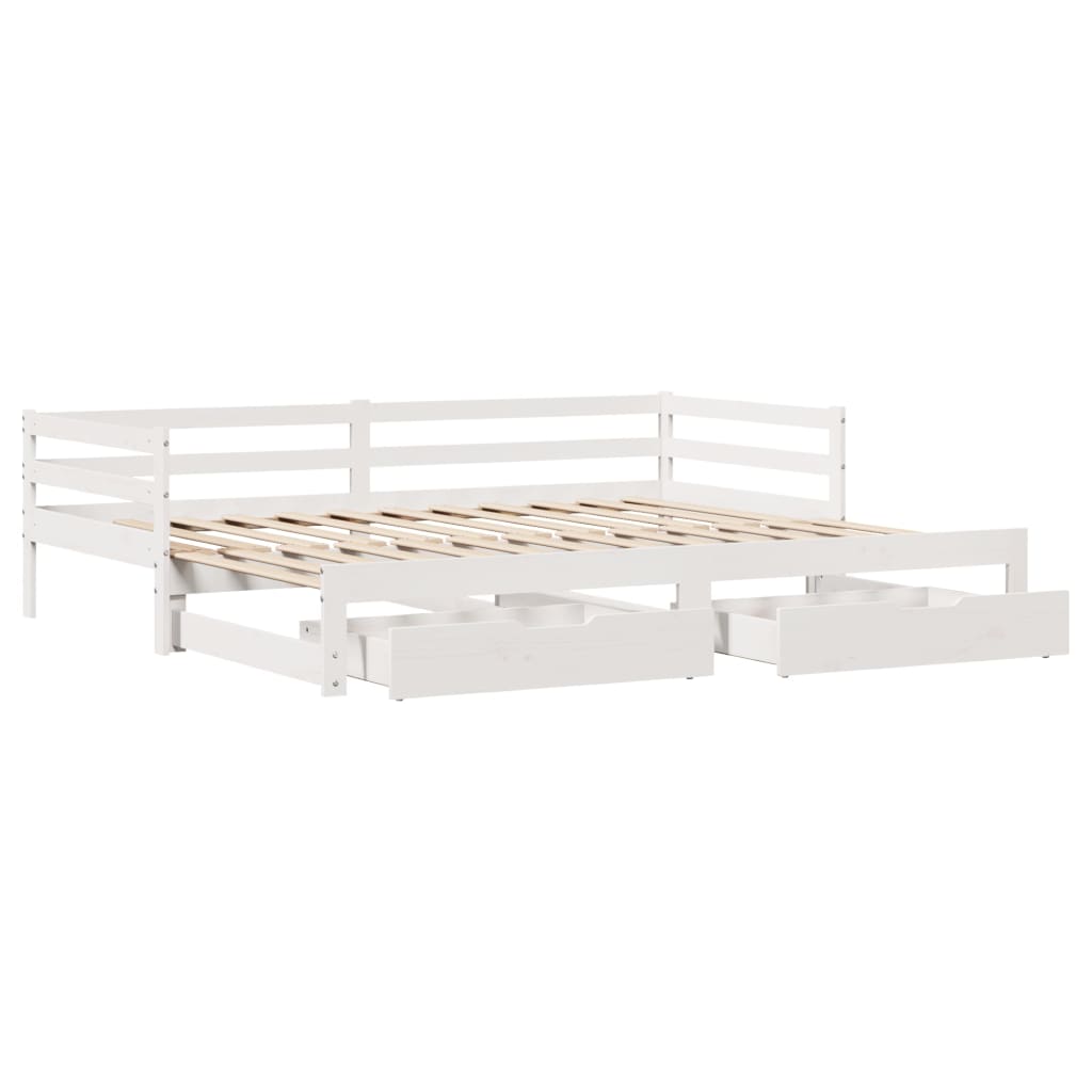 vidaXL Dormeuse Letto Estraibile e Cassetti Bianco 90x200cm Legno Pino