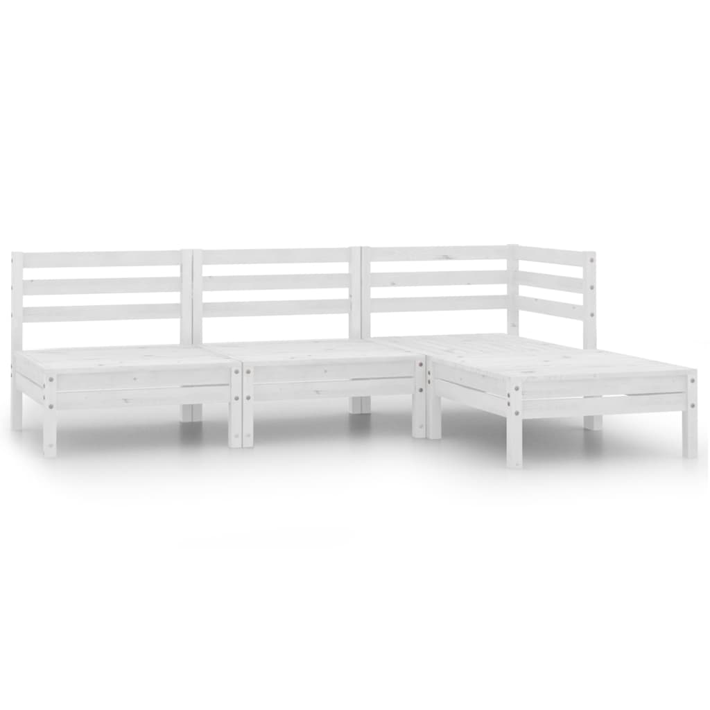 vidaXL Set Divani da Giardino 4 pz in Legno Massello di Pino Bianco