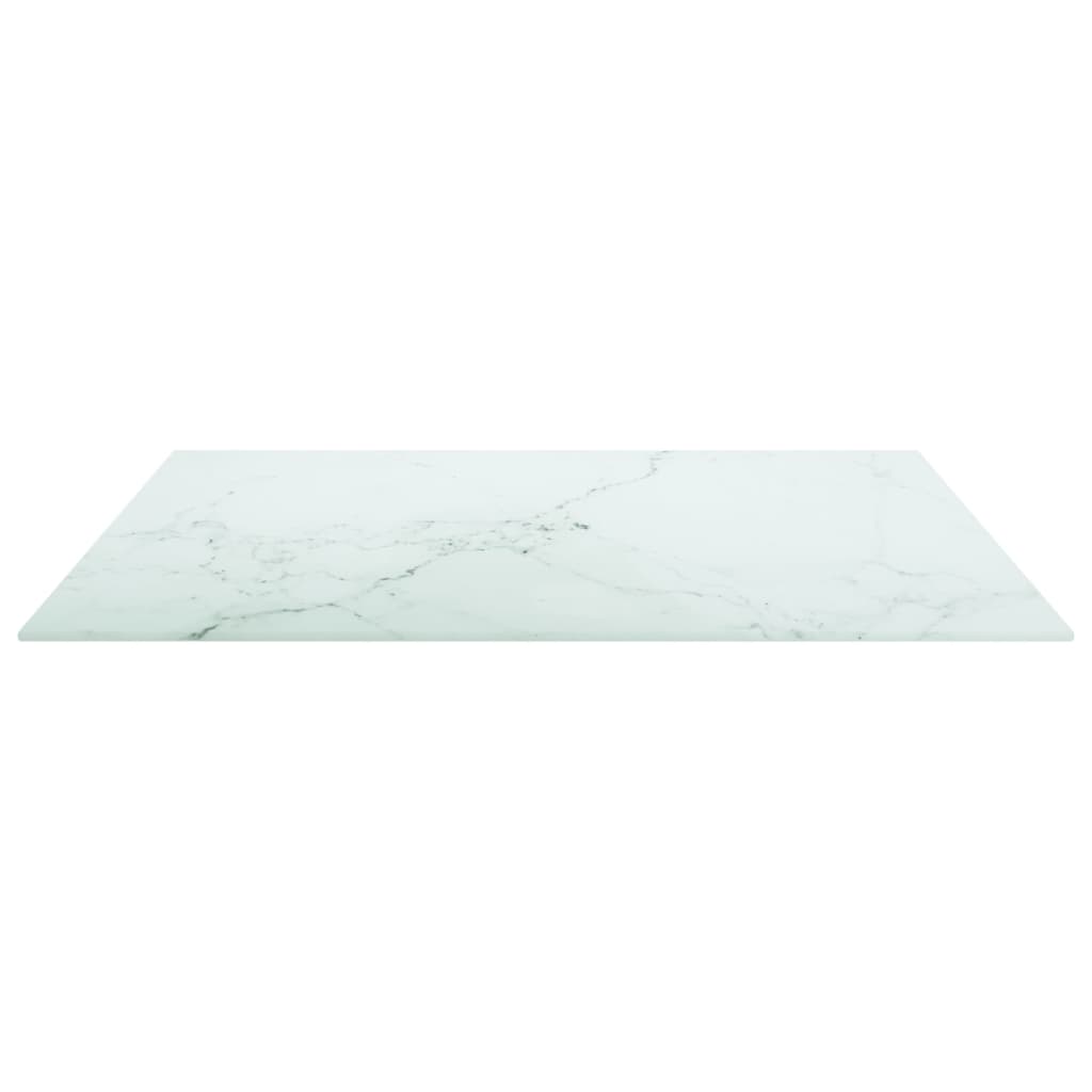 vidaXL Piano Tavolo Bianco 70x70 cm 6 mm Vetro Temperato Design Marmo