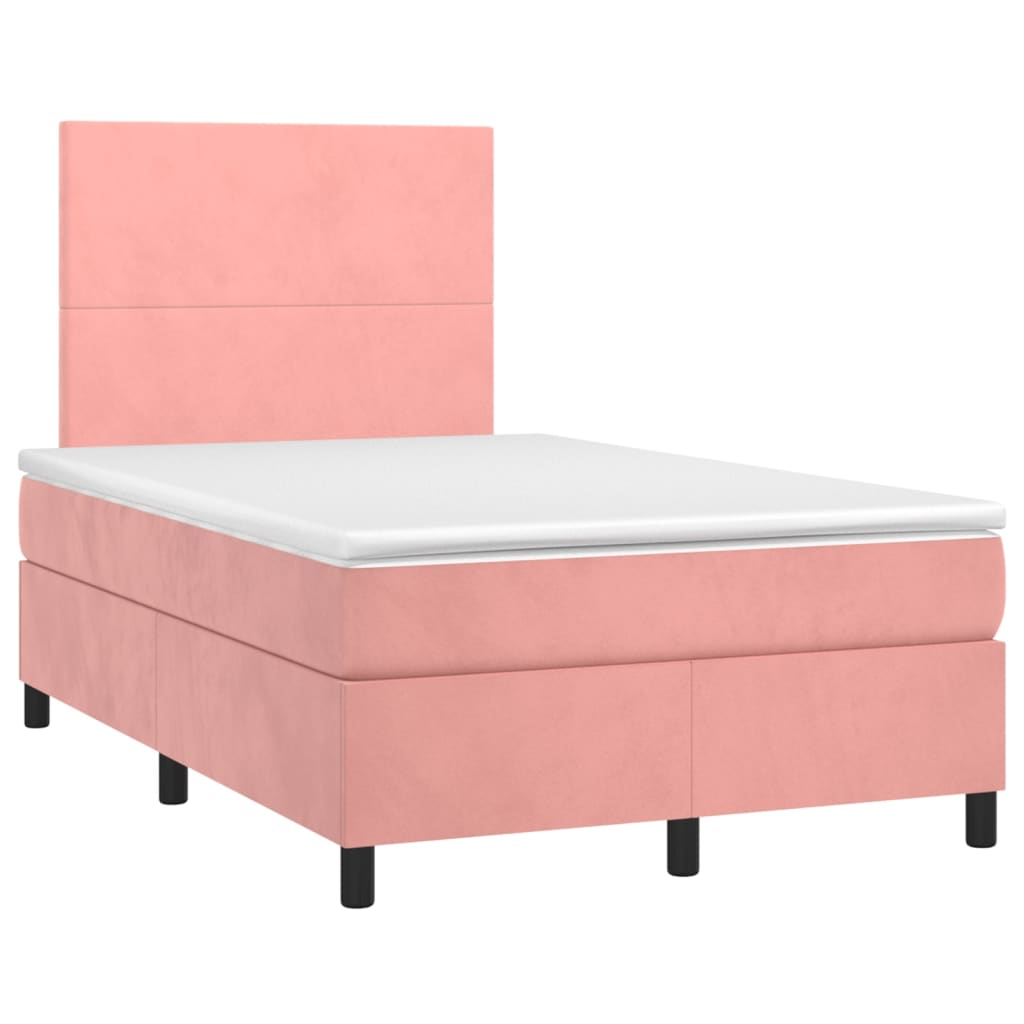 vidaXL Letto a Molle con Materasso e LED Rosa 120x190 cm in Velluto