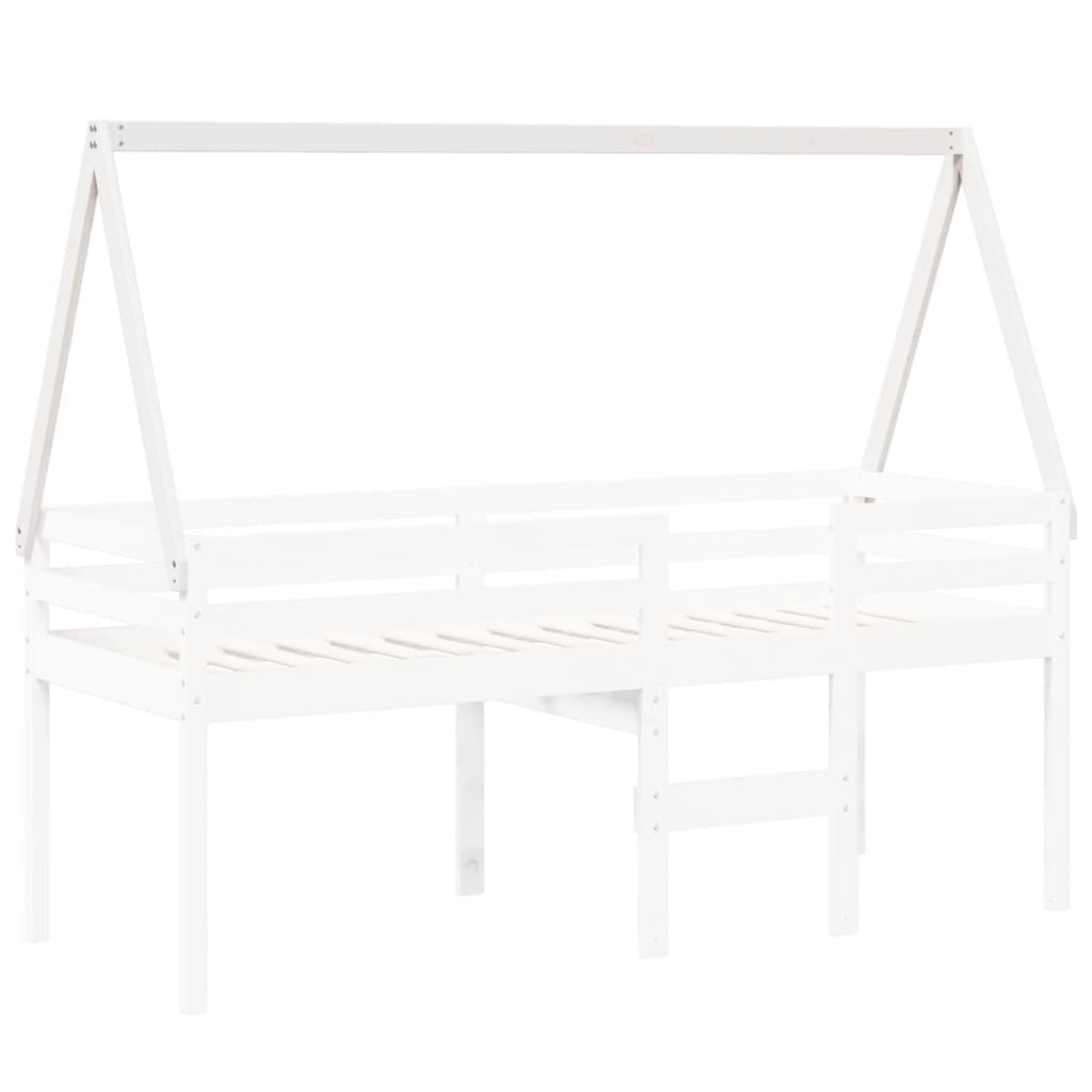 vidaXL Tetto Letto Bambini Bianco 199x80,5x88 cm Legno Massello Pino