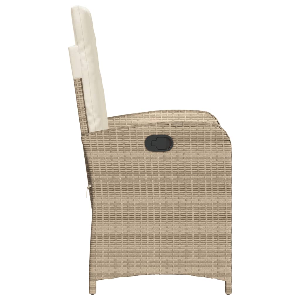 vidaXL Sedie Reclinabili da Giardino 2pz con Cuscini Beige Polyrattan