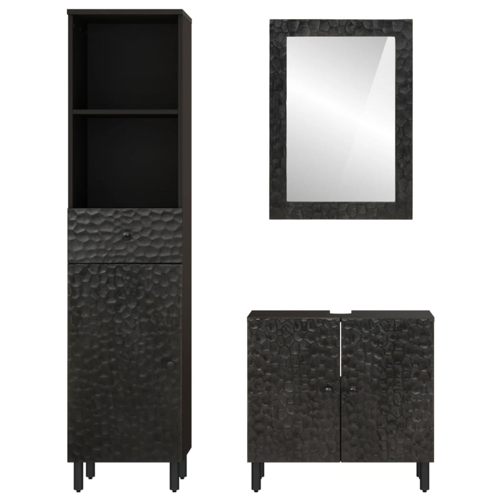 vidaXL Set Mobili da Bagno 3 pz in Legno Massello di Mango