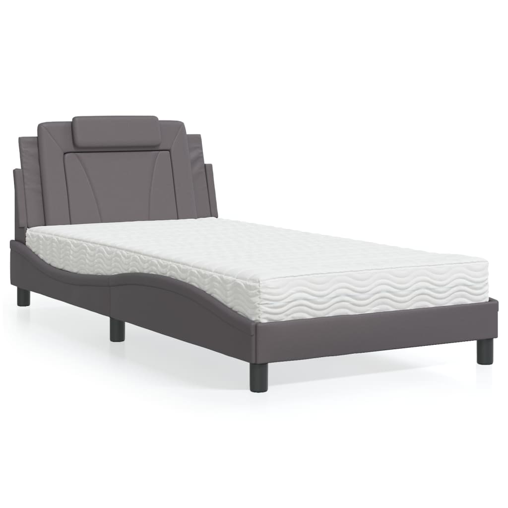 vidaXL Letto Materasso Grigio 100x200 cm in Similpelle