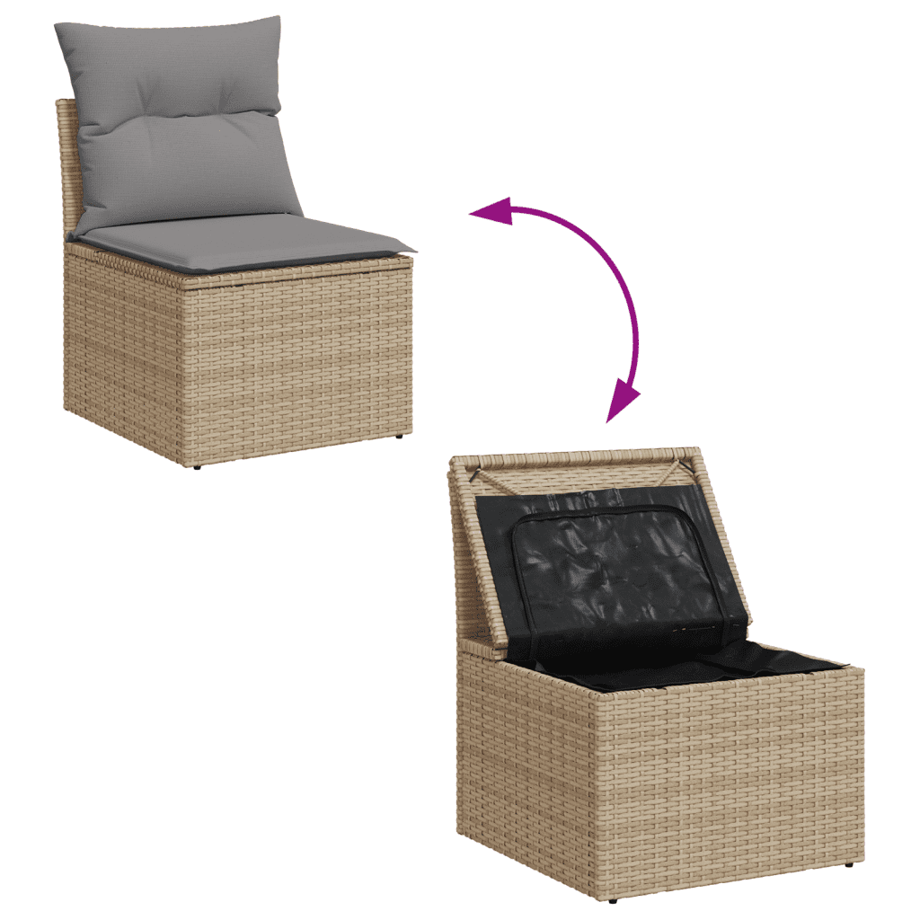 vidaXL Set Divani da Giardino 7 pz con Cuscini Beige in Polyrattan