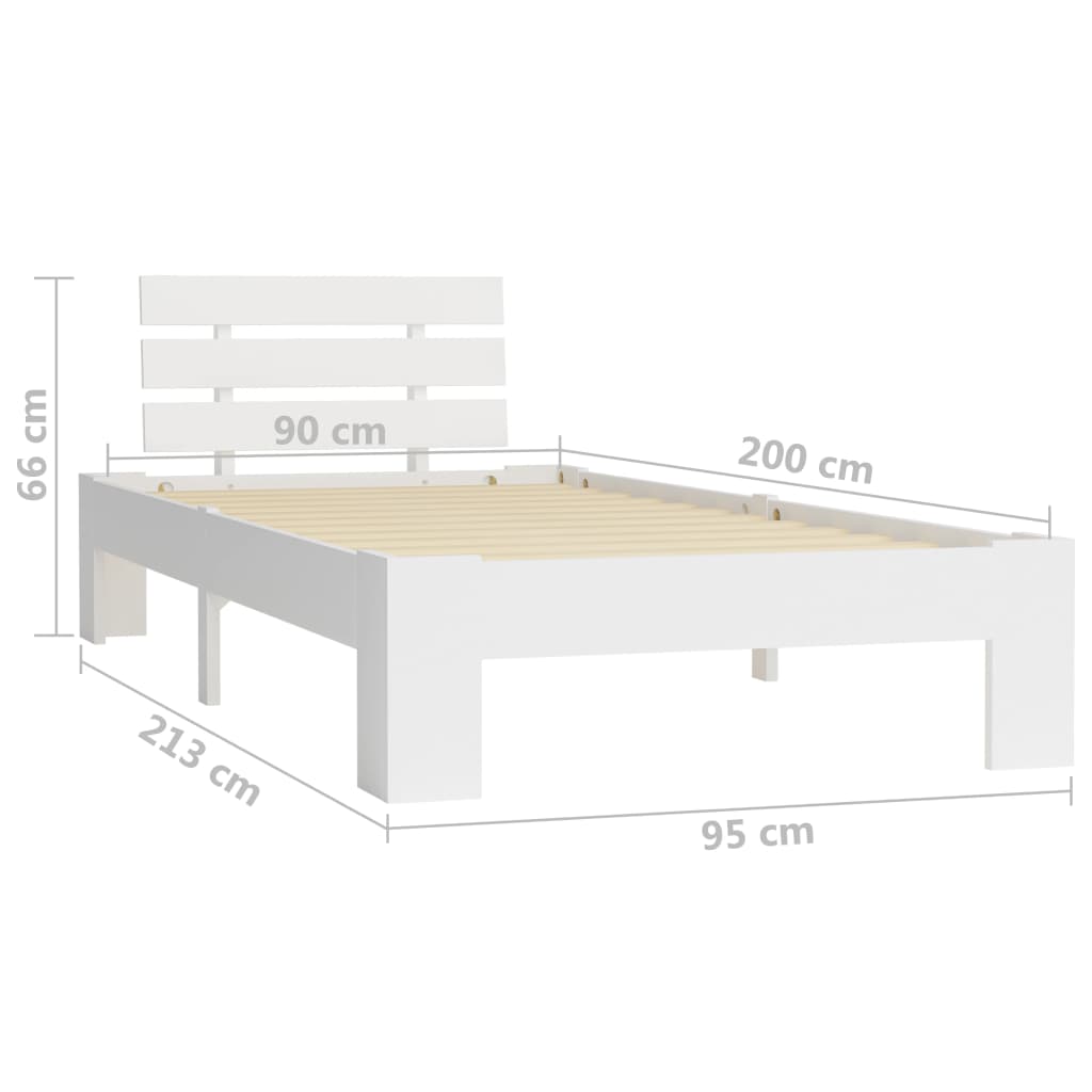 vidaXL Giroletto Bianco in Legno Massello di Pino 90x200 cm