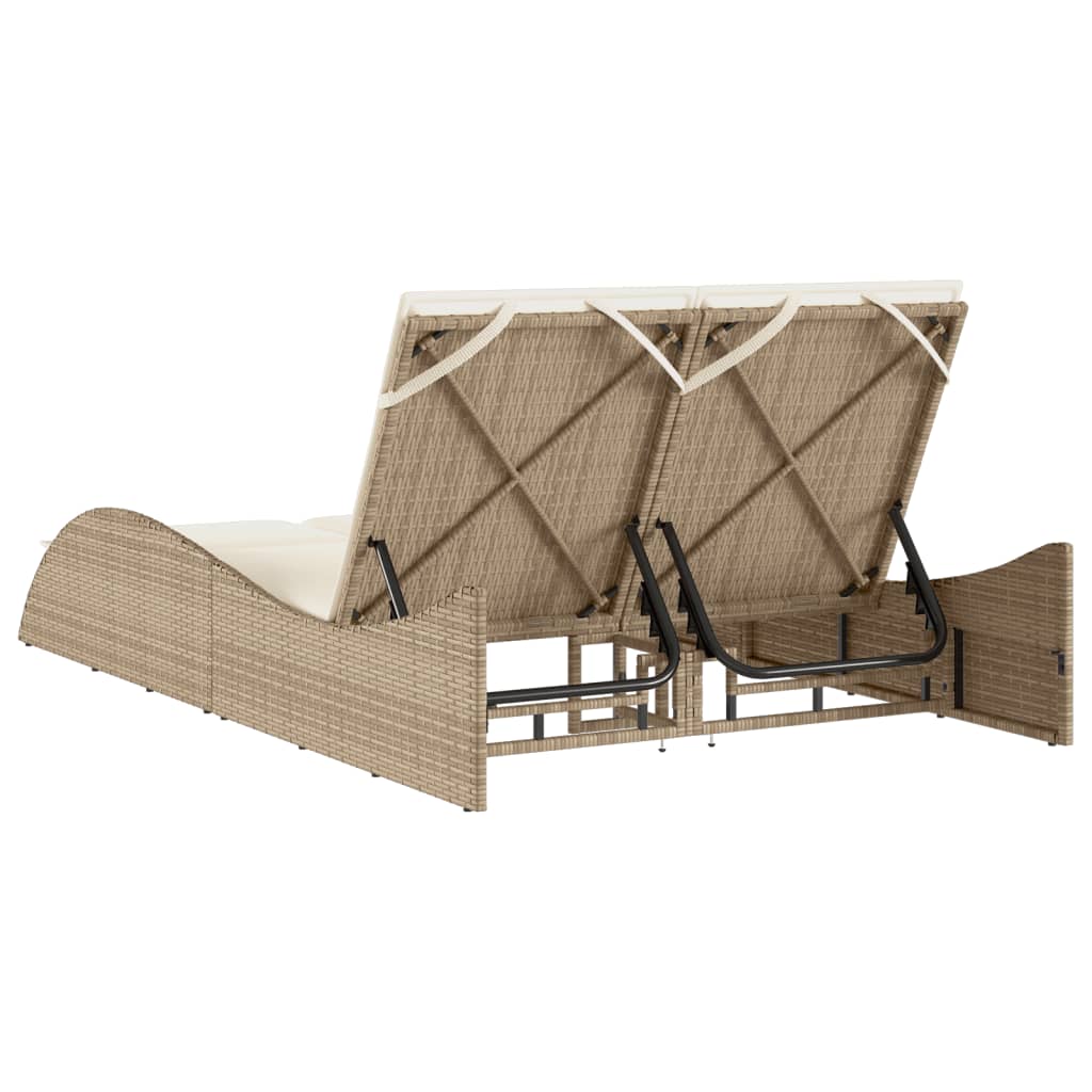 vidaXL Lettino Prendisole con Cuscini Beige 114x205x73 cm Polyrattan