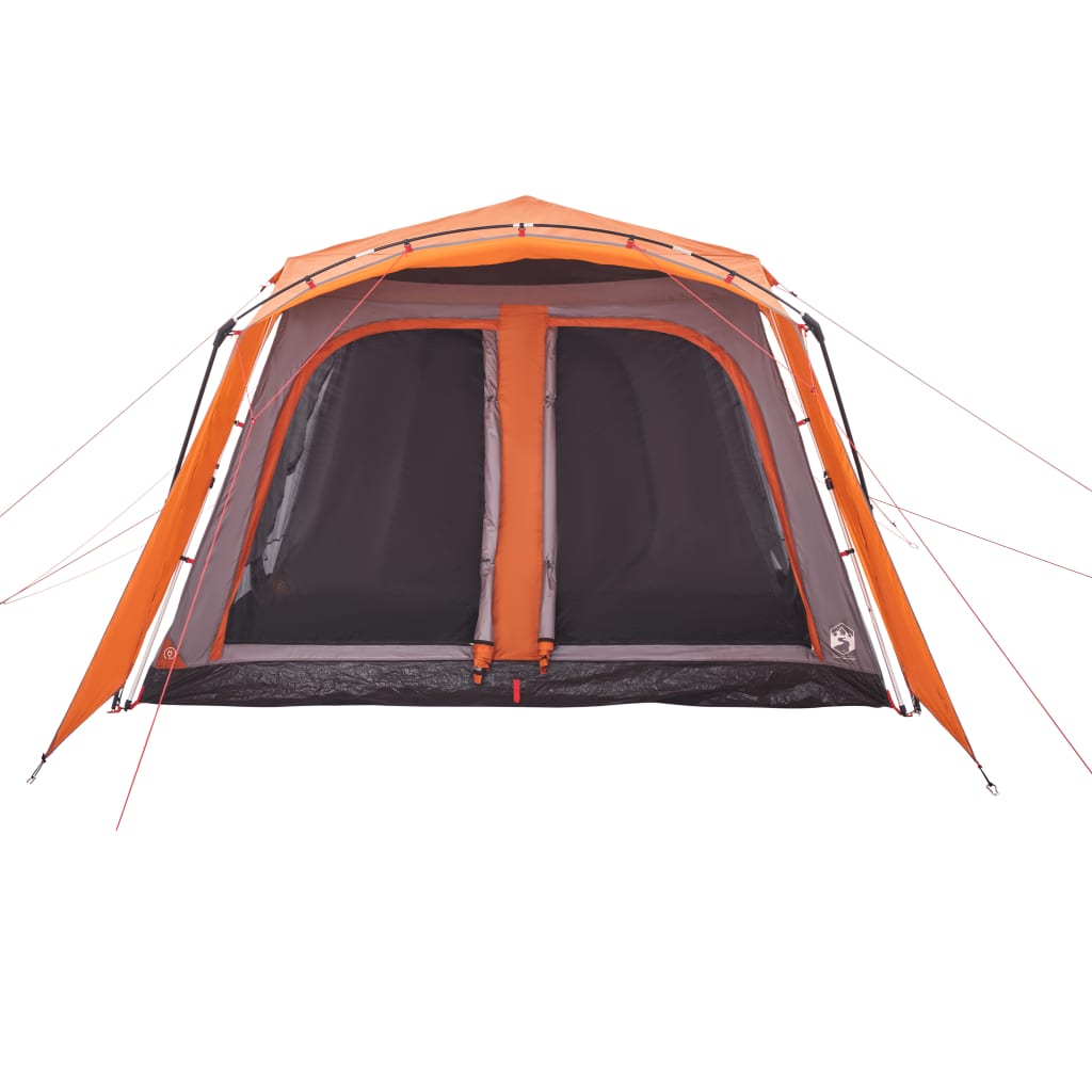 vidaXL Tenda Famiglia Portico 9 Pers. Grigio Arancione Rilascio Rapido