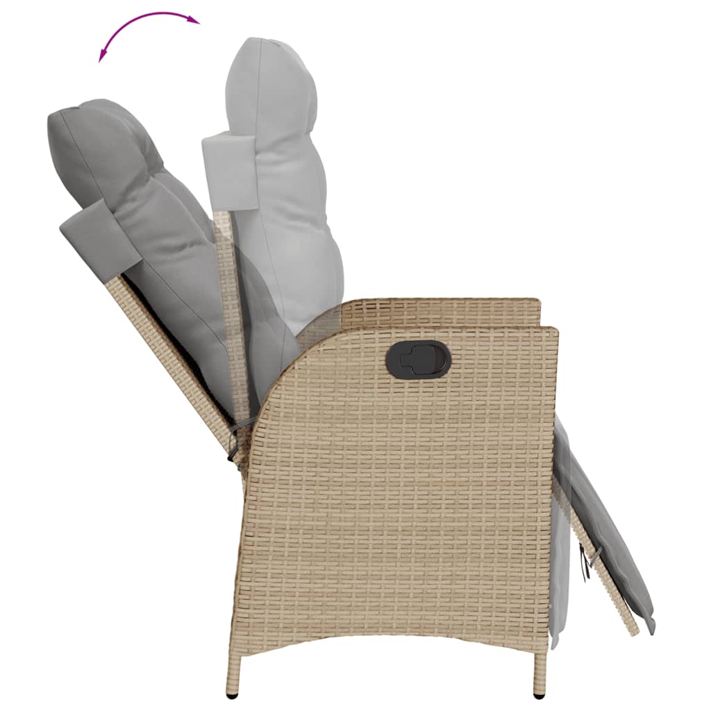 vidaXL Set Pranzo da Giardino 9 pz con Cuscini Beige Misto Polyrattan