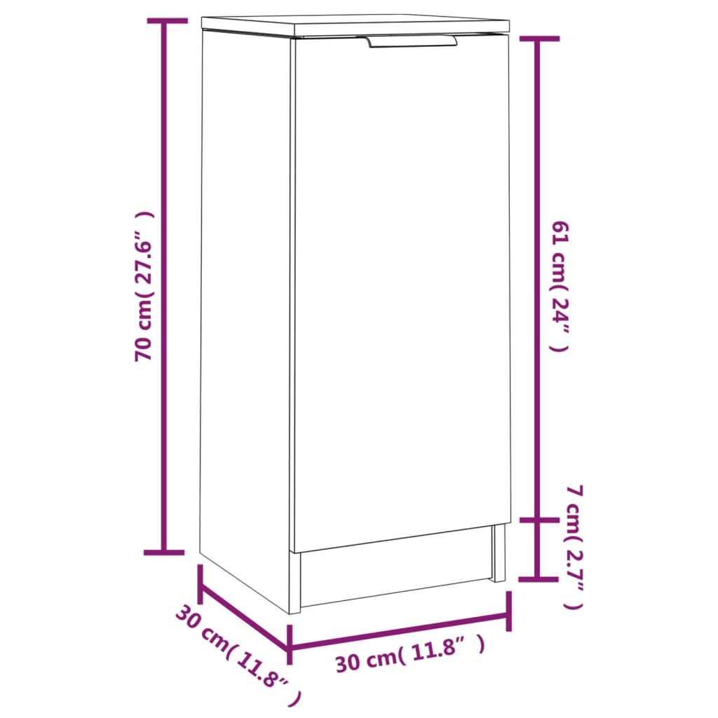 vidaXL Credenza Rovere Fumo 30x30x70 cm in Legno Multistrato