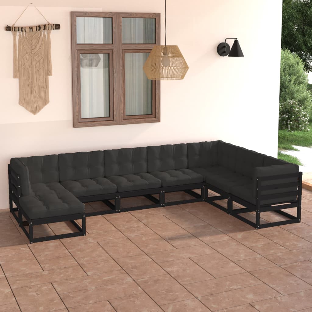 vidaXL Set Salotto Giardino 8 pz Cuscini Antracite Legno Massello Pino