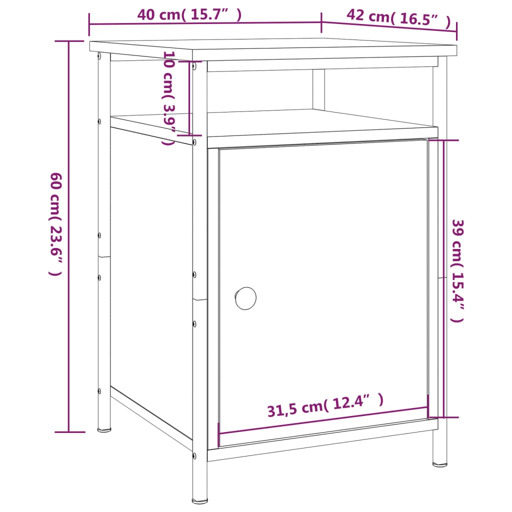 vidaXL Comodini 2 pz Neri 40x42x60 cm in Legno Multistrato