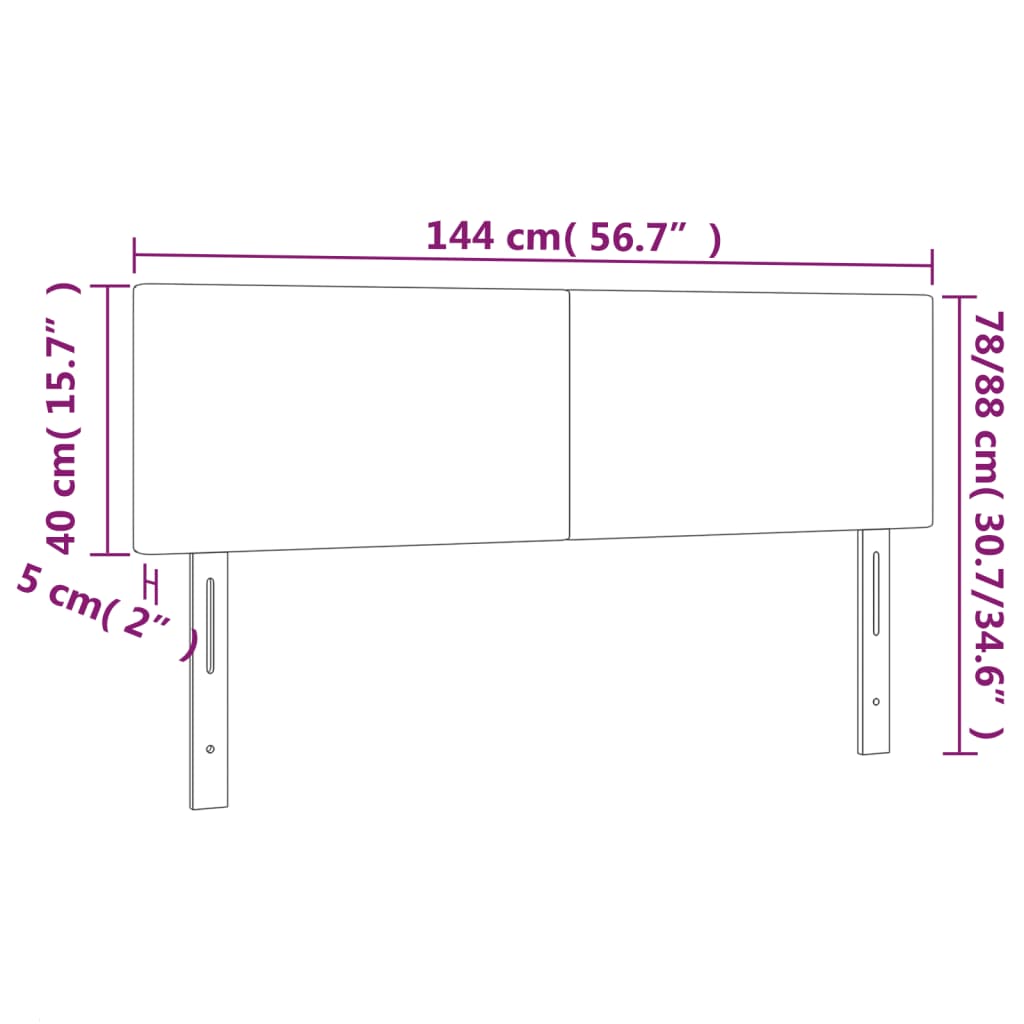 vidaXL Testiere 2 pz Grigio Chiaro 72x5x78/88 cm in Tessuto