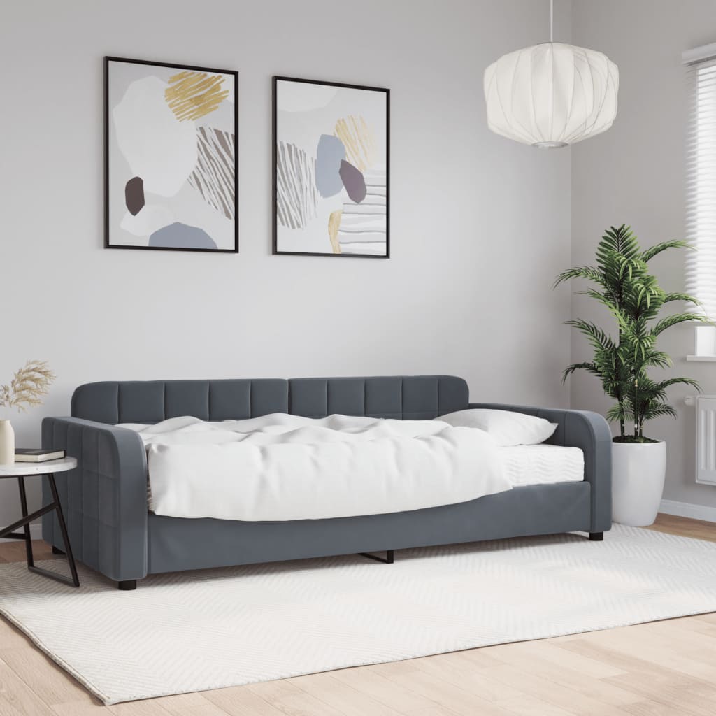 vidaXL Divano Letto con Materasso Grigio Scuro 90x200 cm in Velluto