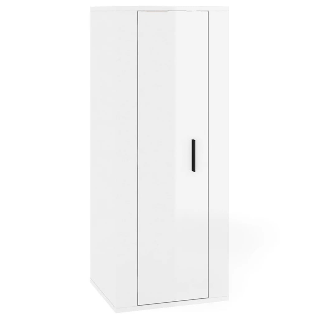 vidaXL Set Mobili Porta TV 3 pz Bianco Lucido in Legno Multistrato